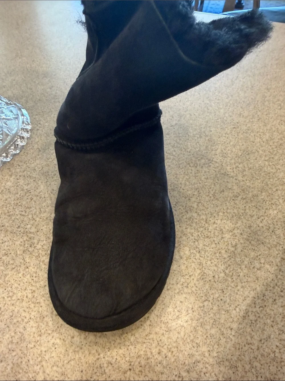 UGG Black Shearling-Lined Short Winter Boots